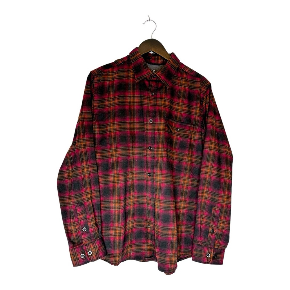 George Button Down Shirt Bordeaux Combo Plaid Size Large (42–44) Lumberjack